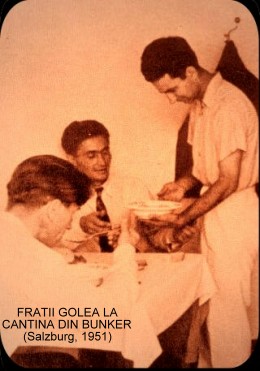 Fratii Golea la cantina din bunkr (Salzurg, 1951)