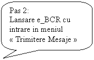 Rounded Rectangular Callout: Pas 2:
Lansare e_BCR cu intrare in meniul  Trimitere Mesaje 
