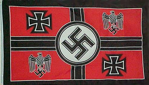  Imagine 2 - Wehrmacht --- Unul din steagurile de lupta ale Wehrmacht-ului. Se remarca prezenta a doua Cruci de Fier stilizate, simbolul Wehrmacht, una stnga sus si alta dreapta jos. 