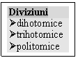 Text Box: Diviziuni
dihotomice
trihotomice
politomice

