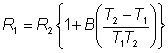 R1=R2(1+B((T2-T1)/T1T2))