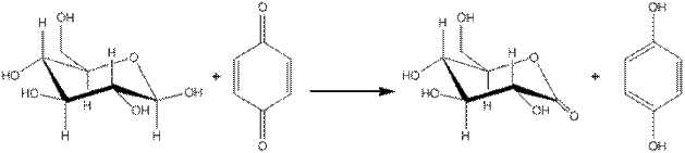 beta-D-glucose + benzoquinone --> D-glucono-1,5-lactone + hydroquinone