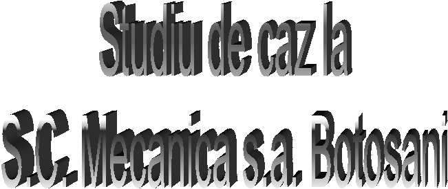 Studiu de caz la
S.C. Mecanica s.a. Botosani