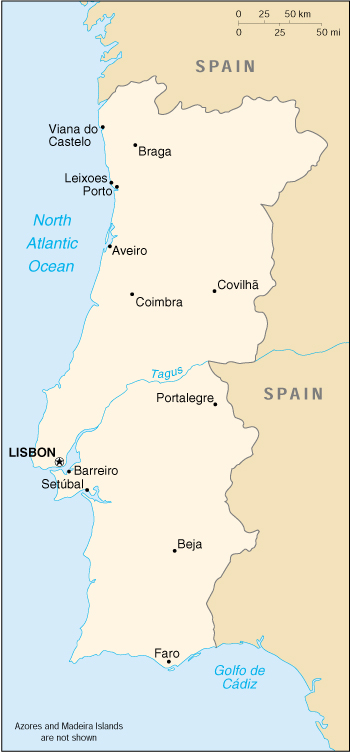 Harta Portugaliei cu orase
