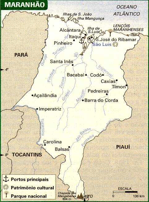 Harta statului Maranhao. Dimensiuni: 482x656 pixeli. "Greutate": 72191 biti.