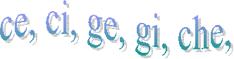 ce, ci, ge, gi, che, 