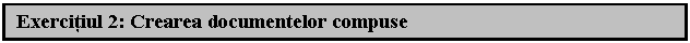 Text Box: Exercitiul 2: Crearea documentelor compuse