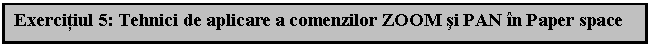 Text Box: Exercitiul 5: Tehnici de aplicare a comenzilor ZOOM si PAN n Paper space

