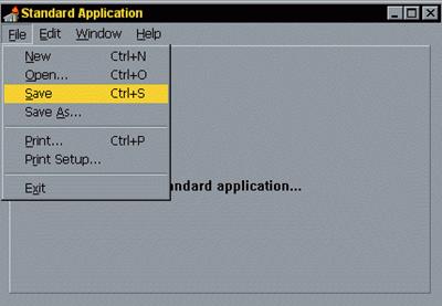 Meniul standard al unei aplicatii