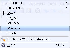 Meniul sistem al unei aplicatii