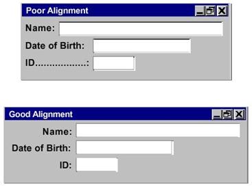 Alinierea elementelor de interfata