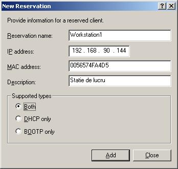 Configurarea de baza a unui server DHCP