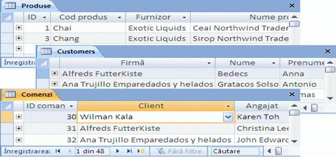 Imagine descriind trei tabele n foi de date