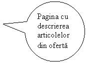 Oval Callout: Pagina cu descrierea articolelor din oferta