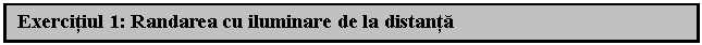 Text Box: Exercitiul 1: Randarea cu iluminare de la distanta