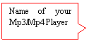 Rectangular Callout: Name of your Mp3/Mp4 Player