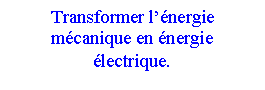 Text Box: Transformer l'énergie mécanique en énergie électrique.