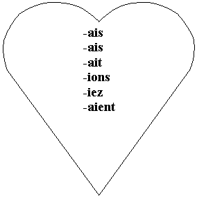 Heart: -ais
-ais
-ait
-ions
-iez
-aient


-ie
