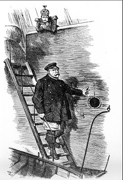 Die Punch-Karikatur Dropping the Pilot (dt. Verzicht auf den Steuermann, meist ungenau übersetzt mit: Der Lotse geht von Bord) von Sir John Tenniel zur Entlassung Bismarcks 1890