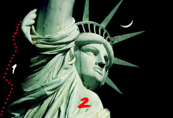 A szobor jszaka megvilgtva