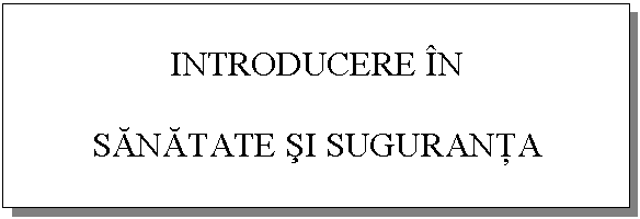 Text Box: INTRODUCERE N 

SĂNĂTATE sI SUGURANŢA
